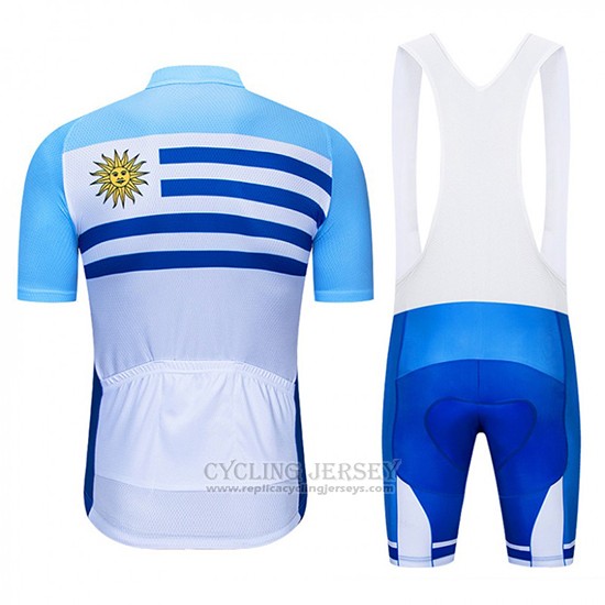 2019 Cycling Jersey Uruguay Blue White Short Sleeve and Bib Short